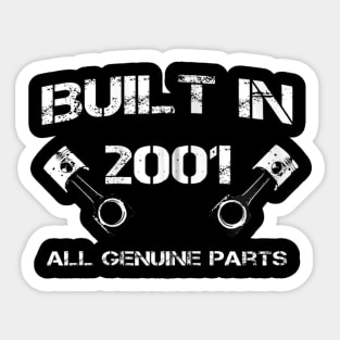 Built in 2001 Car fanatics 19th Birthday Gift idea Sticker